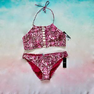 New BEBE 2-Piece Pink SnakePrint Bikini Swimsuit